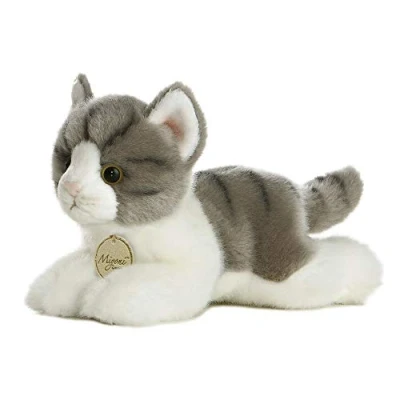 Image of Aurora MiYoni, Tabby Cat 8 Inches, 10813, Grey and White, Soft Toy for Children