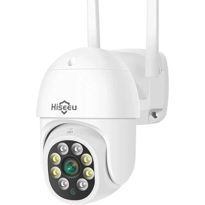 Image of 【5MP+Auto Tracking】Security Camera Outdoor with Color Night Vision,Hiseeu 5MP PTZ Digital Zoom Wifi Security 360 View CCTV 2 Way Audio,Auto Cruise,IP66 Waterproof,Work Alexa