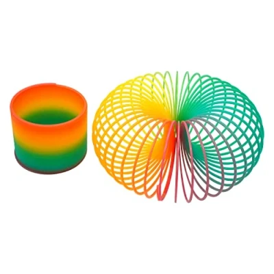Image of Pack of 2 Rainbow Colour Magic Springs, 6.5cm Plastic Coil Spring Toy, Bright Colors, Christmas Goody Bag Filler, Unisex Fun Kids Party Basket Supplies, Sensory Toys for Autistic Children