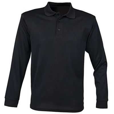 Image of Henbury Long Sleeve Coolplus Polo Shirt Black M