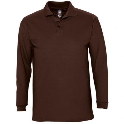 Image of SOLS Mens Winter II Long Sleeve Pique Cotton Polo Shirt (Chocolate) Size X Large