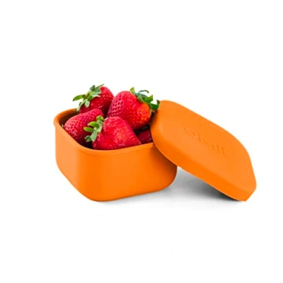 Image of OmieBox Silicone Leakproof Snack Containers To Go, Food Storage with Lid, School Lunch Bento Container BPA Free, Airtight, Dishwasher and Freezer Safe, Oven Safe 9.4 ounces Orange