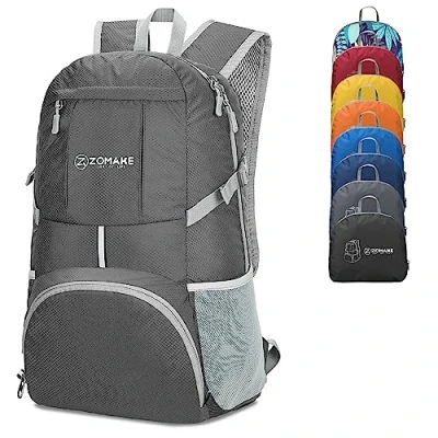 Image of ZOMAKE 35L Lightweight Foldable Backpack Packable Rucksack,Packable Backpcks Walking Rucksacks Travel Daypack Water Resistant For Men Women Outdoor Hiking (Dimgray)