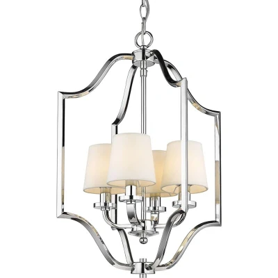 Image of New York 4 Light Wire Frame Pendant Ceiling Silver, E14