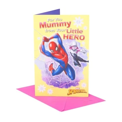 Image of UK Greetings Marvel Spiderman Mother&#039;s Day Card Hero Design