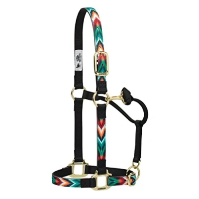 Image of Weaver Leather Chevron Adjustable Nylon Horse Halter, Average, Black/Multi
