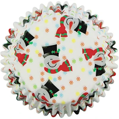 Image of PME Smiley Snowman Paper Baking Cases for Cupcakes, Mini Size, Pack of 100