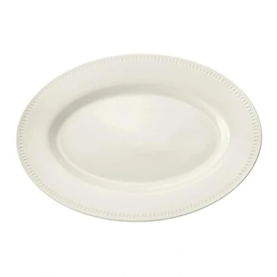 Image of Mikasa Cranborne Stoneware Oval Serving Platter, 39cm, Gift Boxed, White