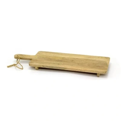 Image of Carousel Home Extra Large Mango Wood Chopping Board On Legs Rustic Wooden Kitchen Cutting Serving Platter Traditional 70cm