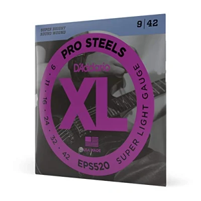 Image of D&#039;Addario Guitar Strings ProSteels Electric Round Wound Brighter, Crunchier, Increased Sustain EPS520 Super Light, 9 42