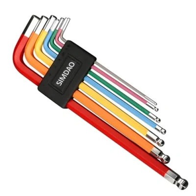 Image of Metric Hex Key Set, 7Pcs Allen Set 1.5 6mm, Anti Slip Medium Ball End Wrench for Disassembly and Maintenance of Mechanical Equipment Vehicles, with Color Coding Imperial