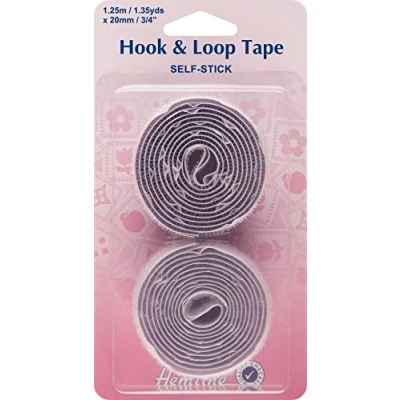 Image of Hemline 20mm Hook &amp; Loop Stick On Tape Value pack White per