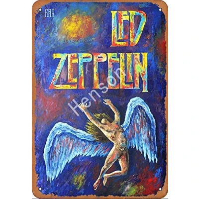Image of Henson Led Zeppelin Traditional vintage Tin Sign Logo 12 * 8 Advertising Eye Catching Wall Decoration