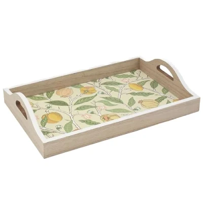 Image of Lesser &amp; Pavey William Morris Fruit Melons, Lemon and Peaches Design Wooden Tray Home Decoration