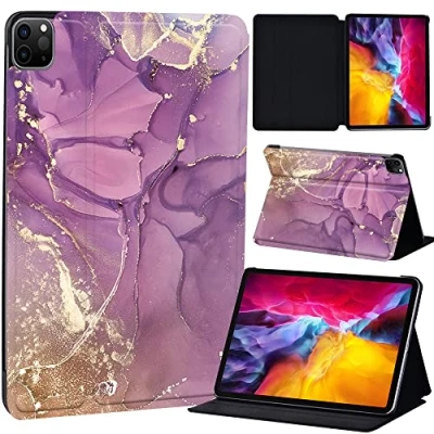 Image of PU Leather + hard shell Ultra slim lightweight Folio Flip Tablet Stand Smart Cover Case Fit iPad Air 4 10.9&quot; (2020) / Pro 11&quot; (2018 2020 2021) (purple color)