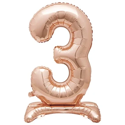 Image of 3 Shaped Rose Gold Foil Balloon (76cm) Stunning Free Standing Party Decor Perfect for Memorable Milestone Events 1 Pc