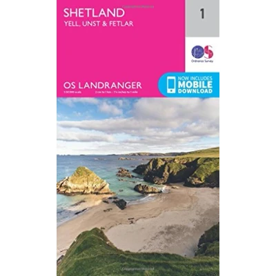 Image of Landranger 1 Shetland Yell, Unst and Fetlar Map With Digital Version