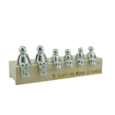 Image of 3rd Anniversary Idea 3 Years We Made A Family Metal Ornament Choose Your Combination Box &amp; Woodgrain May Vary(4 Children)