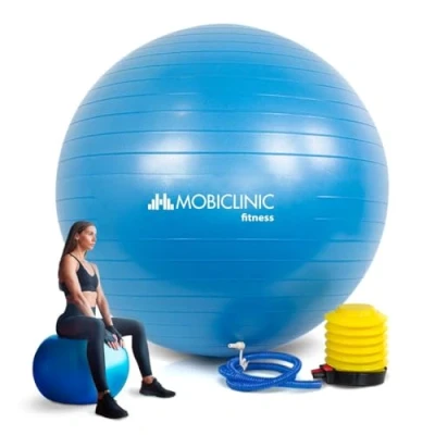 Image of Mobiclinic, Pilates Ball, 58 cm, Including Inflator, Anti slip, puncture, Washable, for Fitness, Sport, Ball Pregnant, PY 01, Training, Purple