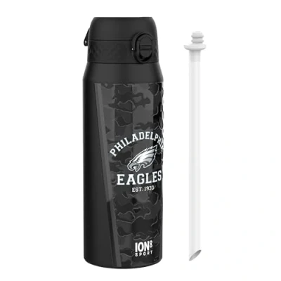 Image of Ion8 NFL Eagles Sports Thermal water Bottle with Removable Straw, 750ml/24oz, Leak proof Vacuum Insulated Drinking Bottle, Easy to Open, Secure Lock, Dishwasher Safe, Flip Cover, Metal