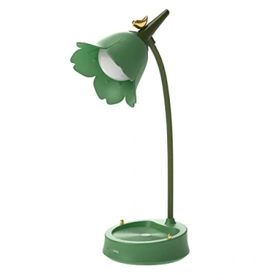 Image of LED Flower Desk Lamp Cordless Table Light 3 Color Modes Cute Touch Reading USB Rechargeable Eye Protection Night for Kids, College Dorm Bedroom (Green)
