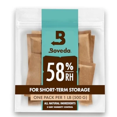 Image of Boveda 58% Two Way Humidity Control Packs for Storing 1 lb Size 67 4 Pack Moisture Absorbers Storage Containers Humidifier Hydration Packets in Resealable Bag