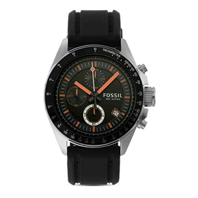 Image of Fossil Watch for Men Decker, Quartz Chronograph Movement, 44 mm Silver Stainless Steel Case with a Silicone Strap, CH2647