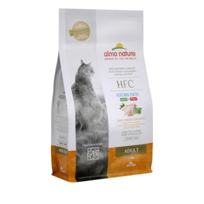 Image of almo nature HFC Adult Sterilized Chicken Complete Dry Cat Food for Neuteured Cats with 100% Fresh 1,2 Kg Bag