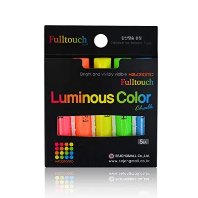 Image of Hagoromo Fulltouch Luminous 5 Color Mix Chalk (Small Package) 1Box (5Pcs) Pink, Yellow , Blue, Green, Orange