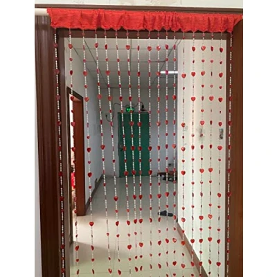Image of ZiDeTang Acrylic Beaded Door Curtain Home Décor Tassel Room Divider (100cm by 195cm, Heart Red)