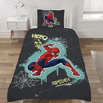 Image of Coco Moon Marvels Spider Man Reversible Single Duvet Cover Set Hero Spidey Spiderman Bedding Includes and Pillow Boys &amp; Girls
