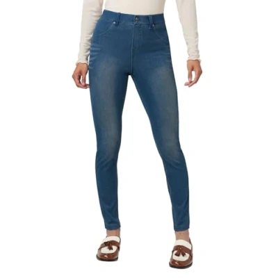Image of HUE Women&#039;s Ultra Soft High Waist Denim Leggings Hosiery, Steely Blue Wash, XL