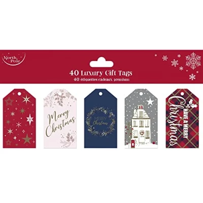 Image of North Pole Luxury Stylish Die Cut Christmas Xmas Gift Tags Pack of 40