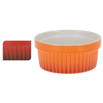 Image of Set of 2 Large Ceramic Porcelain Round Ramekin Serving Oven Dish Creme Brulee