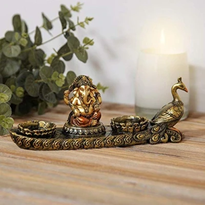 Image of Faith &amp; Hope Bronze Effect Ganesh Double Tealight Candle Holder