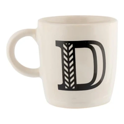 Image of FabFinds Hugga Mug with Initials Classic Ceramic Large Gift Coffee Cups 330ml (D)