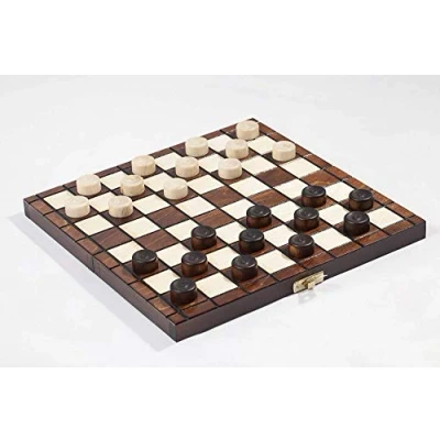 Image of Prime Chess 10&quot; Traditional Wooden Draughts Checkers Set Hand Crafted