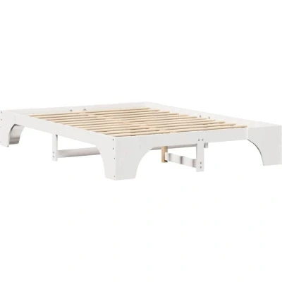 Image of vidaXL Bed Frame White Wood 140 x 200 cm Minimalistic