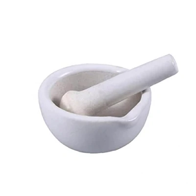 Image of Zonster Ceramic Mortar and Pestle Spice Herb Grinder Crusher Porcelain Kitchen Tool White (6cm)