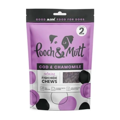 Image of Pooch &amp; Mutt Calming Chew Treat, Long Lasting Fish Hide Chews for Calming, 90g (2 chews)