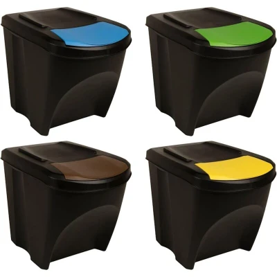 Image of vidaXL Stackable Dustbins 4 pcs Anthracite 100 L