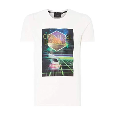 Image of Criminal Damage Digital Graphic Print T Shirt (Medium) White
