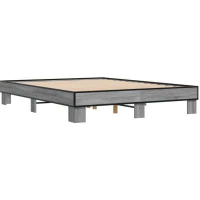 Image of vidaXL Bed Frame without Mattress Grey Sonoma 150x200 cm King Size