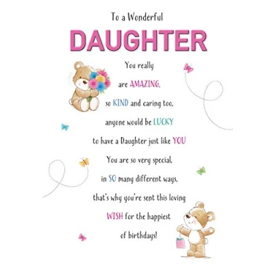 Image of Piccadilly Greetings Cute Birthday Card Daughter 9 x 6 inches