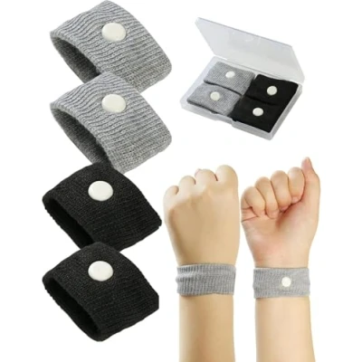 Image of Travel Sickness Bands,2 Pairs Motion Wristbands for Kids and Adults Bands Anti Nausea Morning Car Sea