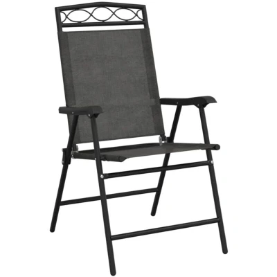 Image of vidaXL Folding Garden Chairs 8 pcs Melange Grey Steel and Textilene