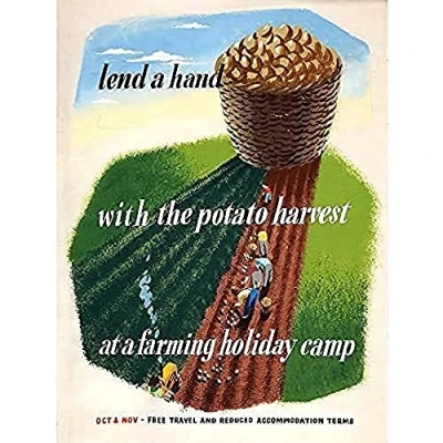 Image of Evans War WWII UK Lend Hand Kartoffelernte Werbung ungerahmt Wandbild Kunstdruck Poster Home Decor Premium