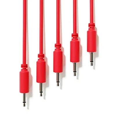 Image of ExcelValley 5 Pack Mono Modular Patch Cables TS 3.5mm 1/8&quot; Eurorack Synthesizer [Red 90 cm 36&quot;]