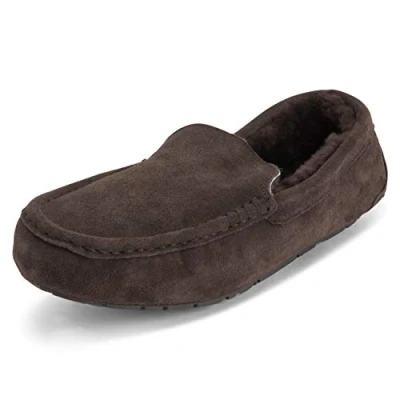 Image of Polar Mens Moccasins Australian Suede House Loafers Shoes Slippers 8 BRO42 YC0254 Brown