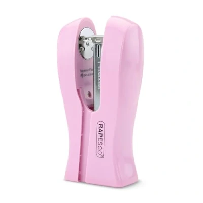 Image of Rapesco 1378 Stand Up/Space Saving Stapler, 20 Sheet Capacity, Candy Pink